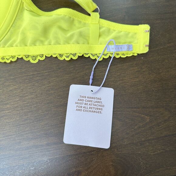 Savage X Fenty Women Size 36D D Bra Floral Lace Push Up Yellow Neon Y2K Brat - Picture 10 of 15